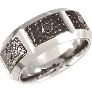 Black PVD Cobalt 1/4 CTW Black Diamond 10 mm Band Size 10.5