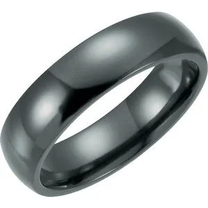 Black Titanium 6 mm Domed Polished Band Size 7