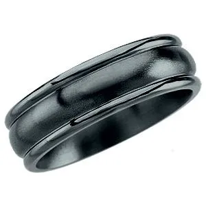 Black Titanium 7.5 mm Grooved Band Size 9.5