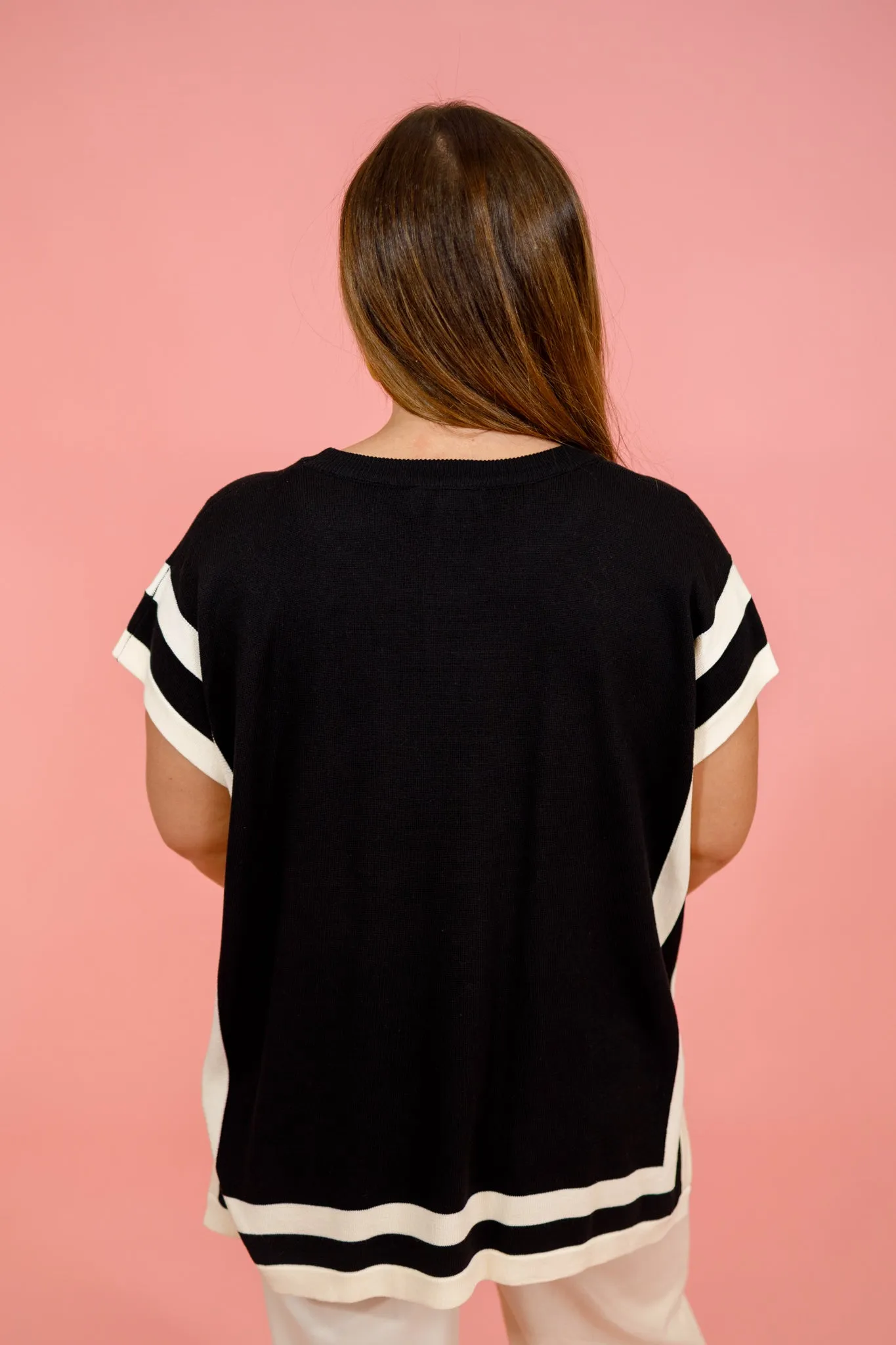 Black Trim Boxy Top, S-2XL