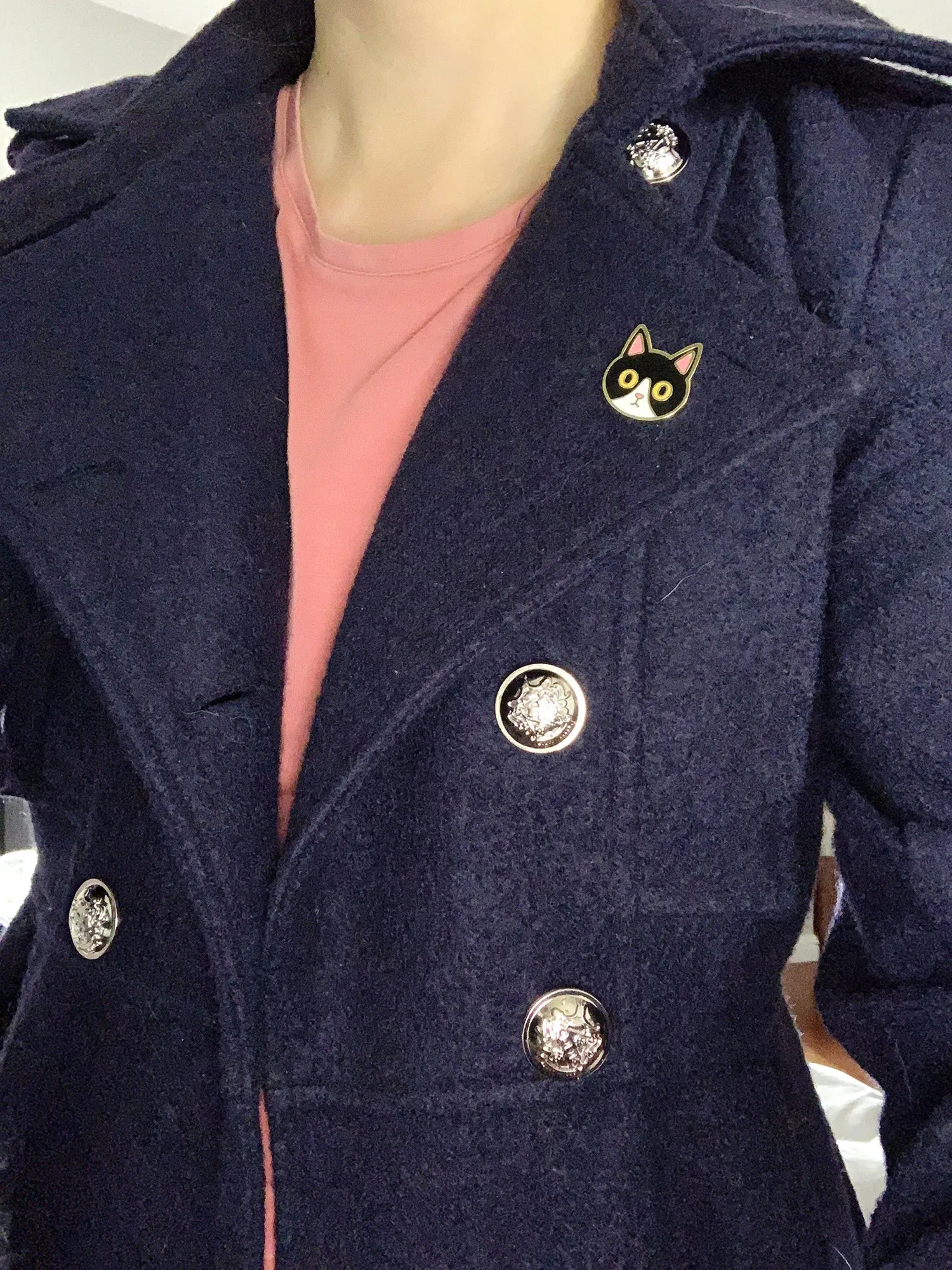 Black Tuxedo Cat Enamel Pin