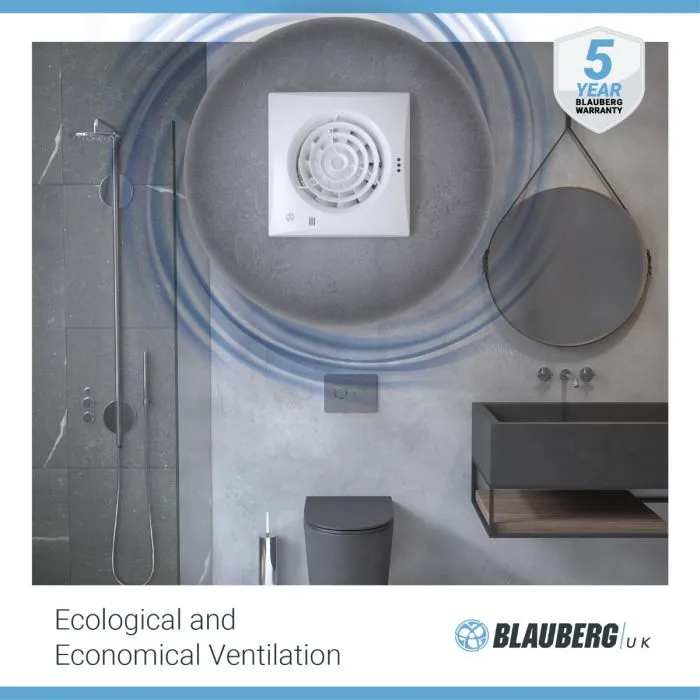 Blauberg CALM-100 Low Noise Energy Efficient Bathroom Extractor Fan Standard White - 4" 100mm