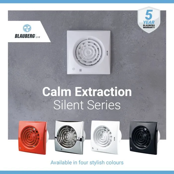 Blauberg CALM-100 Low Noise Energy Efficient Bathroom Extractor Fan Standard White - 4" 100mm