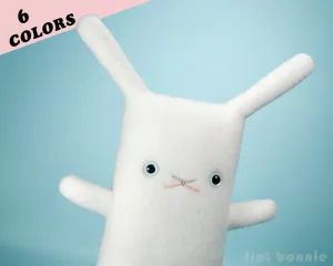 Blue Eye Bunny Rabbit - Plush stuffed animal - 6 body color options - Handmade
