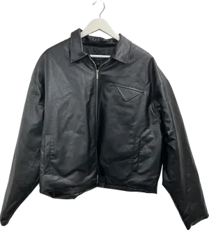 boohooMan Boxy Pu Harrington Jacket In Black UK L