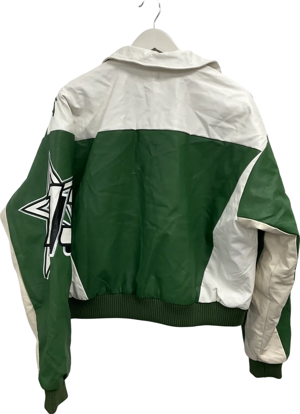 boohooMan Green Boxy Fit Pu Moto Collared Bomber Jacket UK M