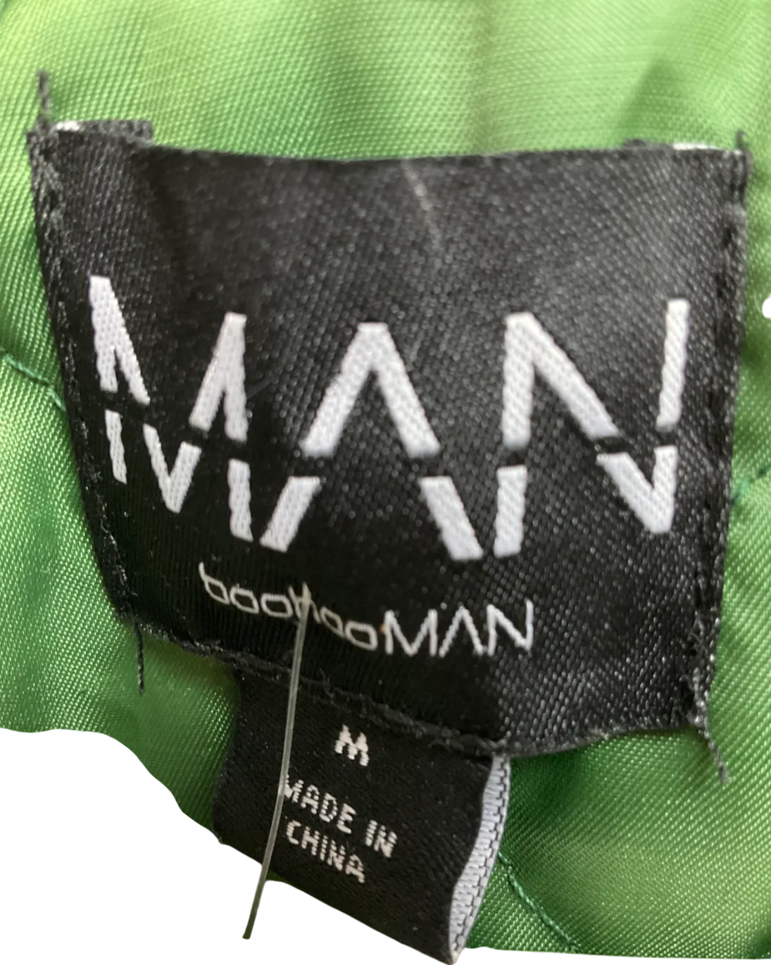 boohooMan Green Boxy Fit Pu Moto Collared Bomber Jacket UK M