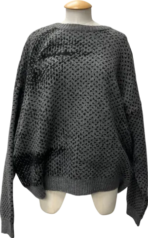 boohooMan Grey Oversized Boxy Brushed Face All Over Jacquard Jumper UK XL