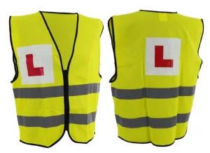 BRIGHT GILETL L PLATE VEST MOTORBIKE MOTORCYCLE CE HI VIZ SAFETY VEHICLE LEARNER