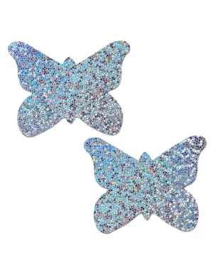 BUTTERFLY NIPPLE PASTIES - SILVER HOLO