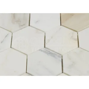 Calacatta Gold (Italian Calcutta) Marble 3 inch Hexagon Mosaic Tile, Polished