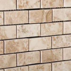 Cappuccino Marble 1 X 2 Brick Polished Mosaic Tile - Lot of 50 Sheets