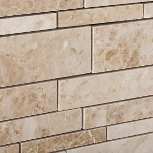Cappuccino Marble Random-Strip Polished Mosaic Tile - Lot of 50 Sheets