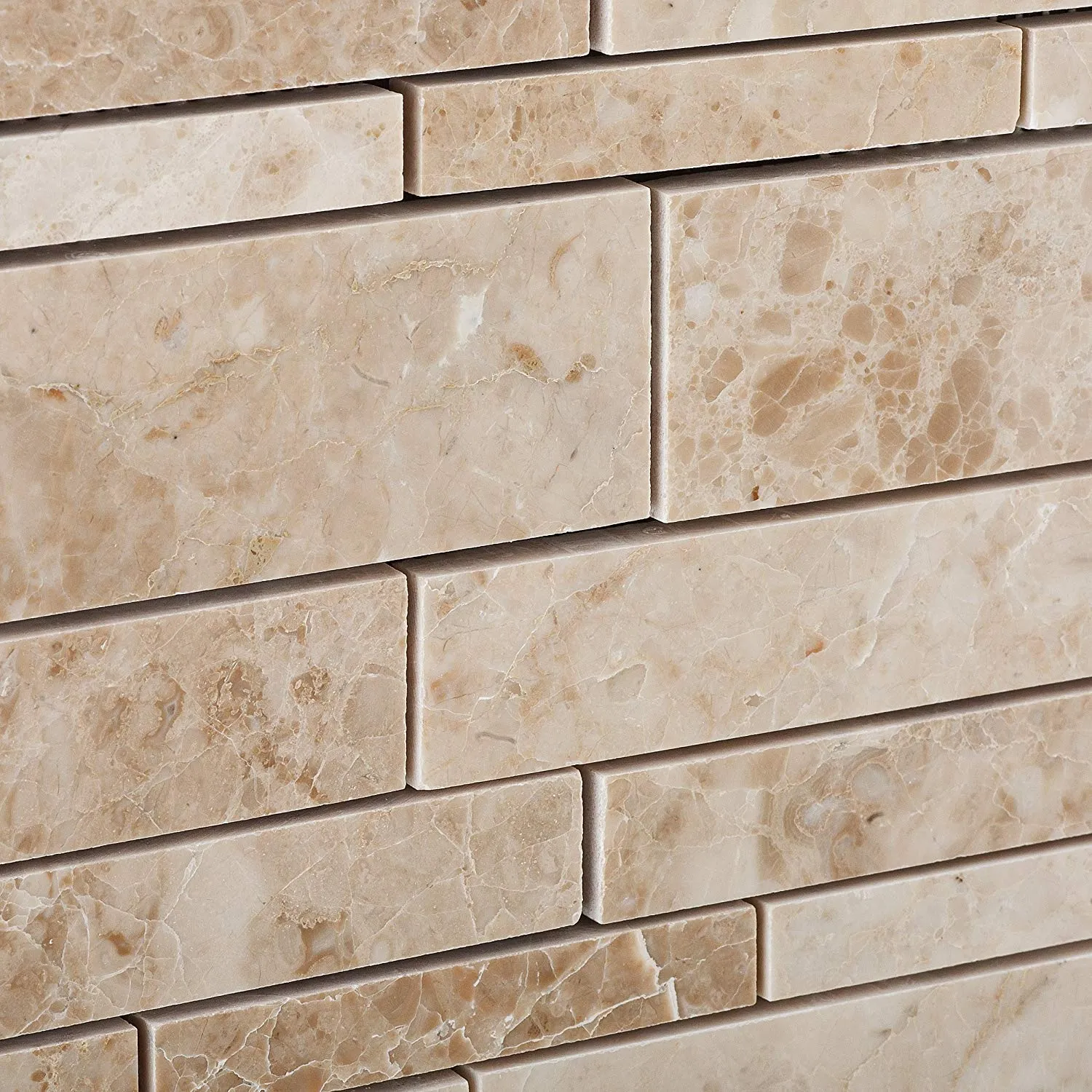 Cappuccino Marble Random-Strip Polished Mosaic Tile - Lot of 50 Sheets