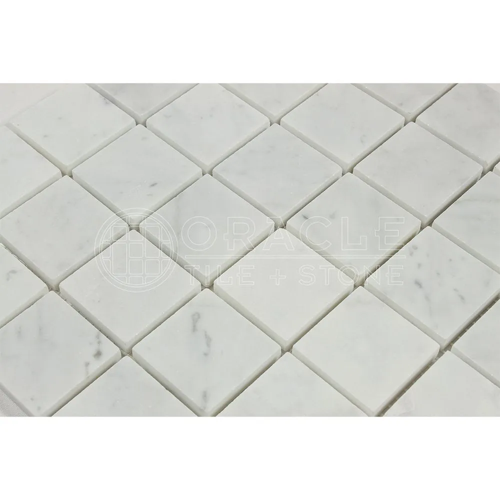 Carrara White Italian (Bianco Carrara) Marble 2 X 2 Mosaic Tile, Polished