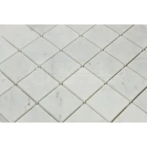 Carrara White Italian (Bianco Carrara) Marble 2 X 2 Mosaic Tile, Polished