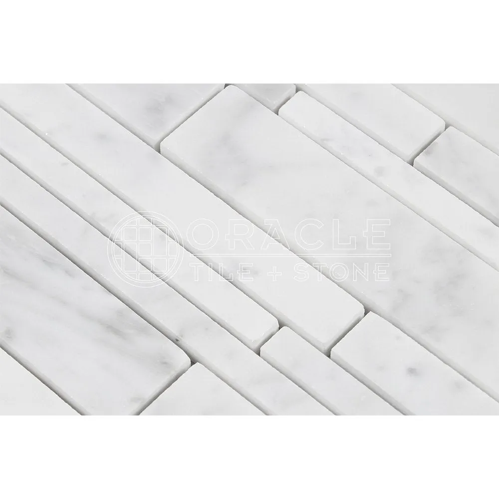 Carrara White Italian (Bianco Carrara) Marble Random Strip, Polished