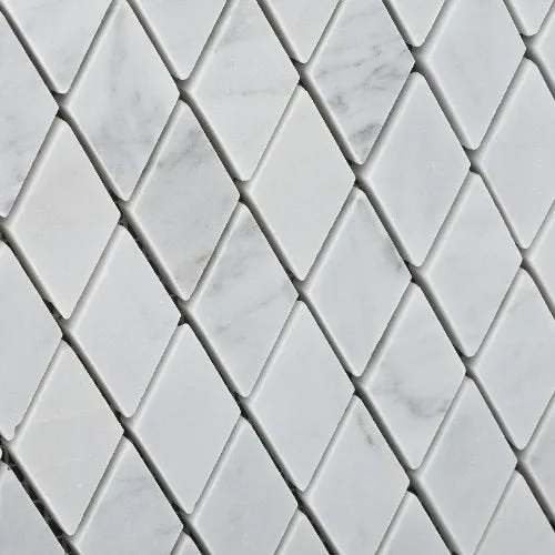 Carrara White Marble Polished 1" Diamond Mosaic Tile - Box of 5 sq. ft.