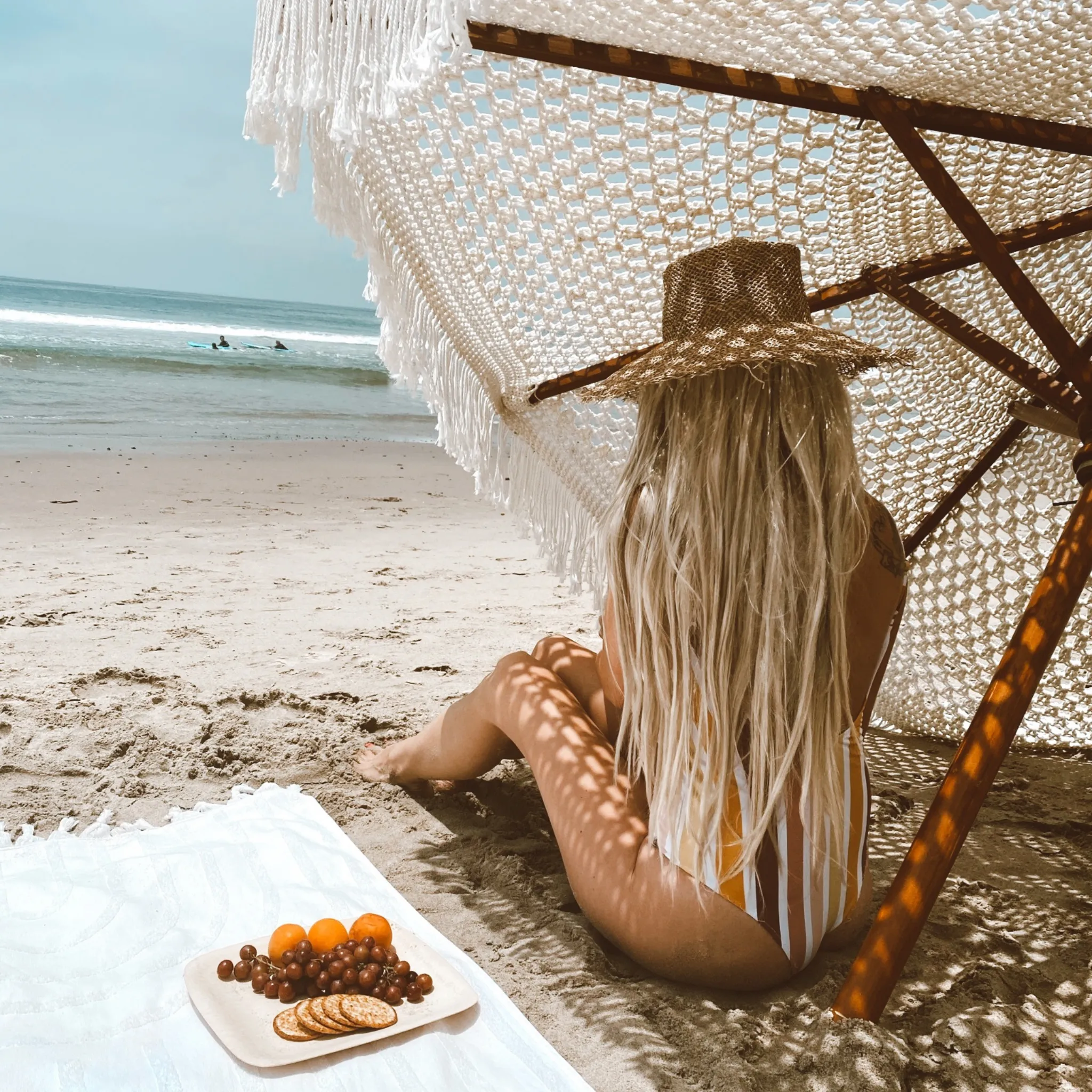 Casablanca Macrame Umbrella - Natural