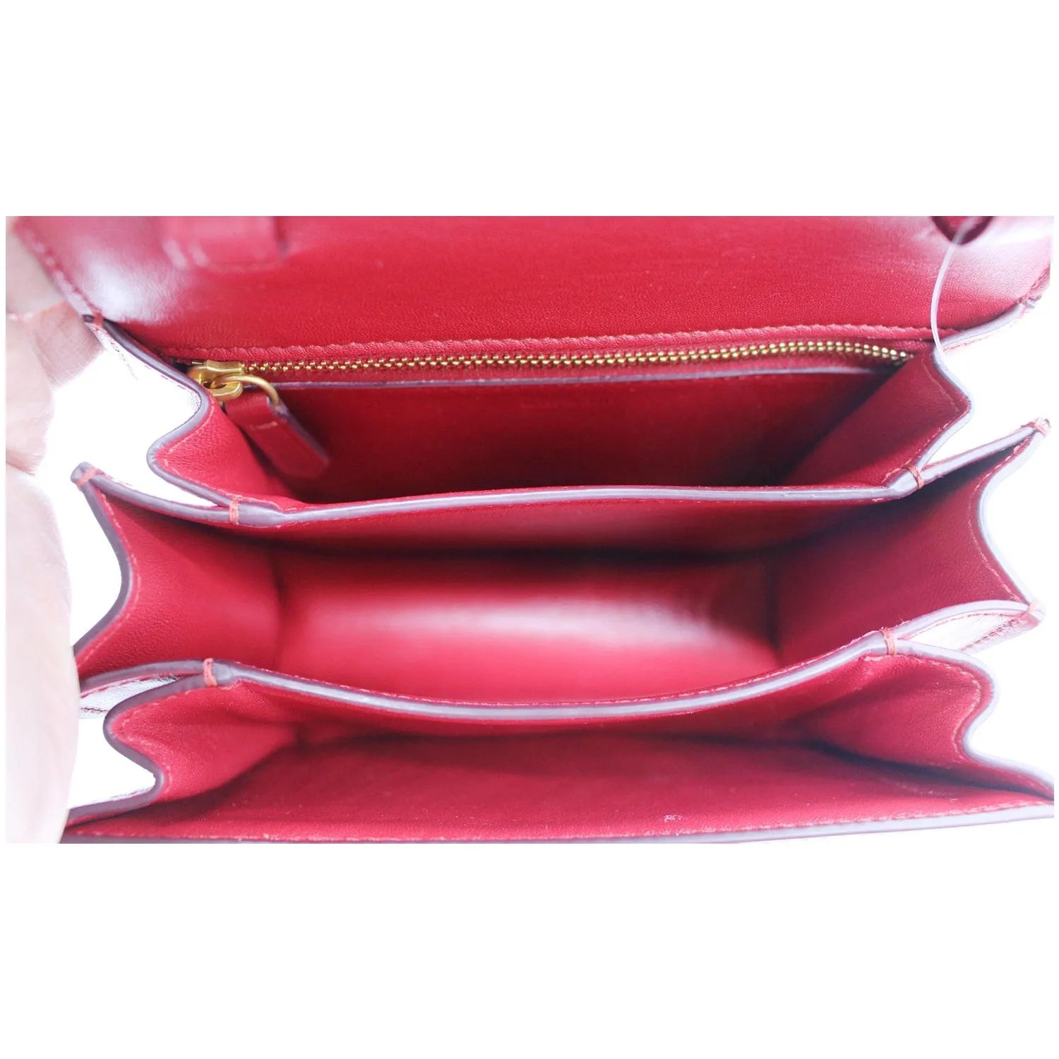 CELINE Small Classic Box Leather Flap Shoulder Bag Red