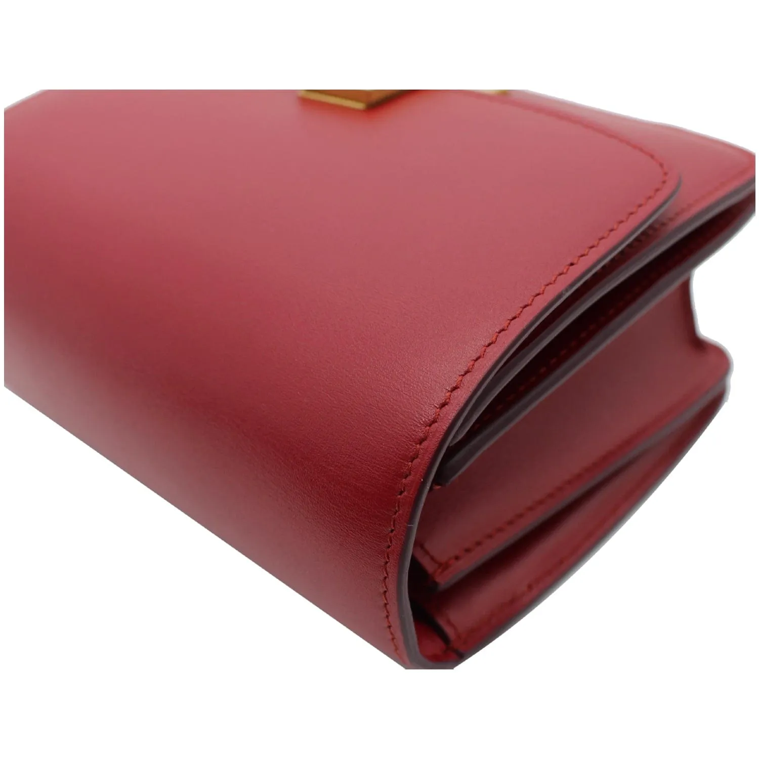 CELINE Small Classic Box Leather Flap Shoulder Bag Red
