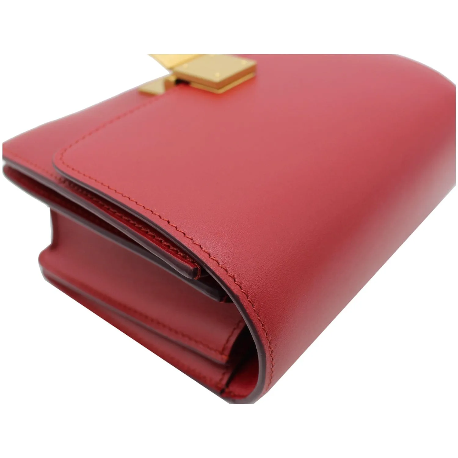 CELINE Small Classic Box Leather Flap Shoulder Bag Red