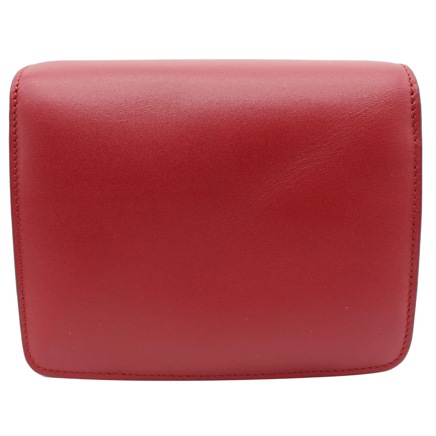 CELINE Small Classic Box Leather Flap Shoulder Bag Red