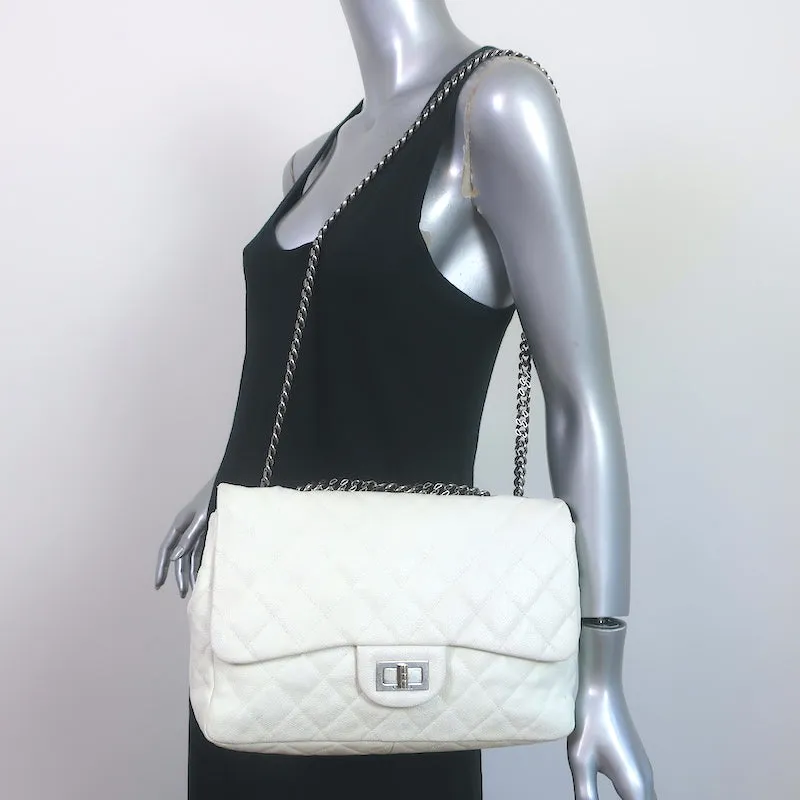 Chanel 2006 Reissue Medium Single Flap Bag White Quilted Caviar Leather