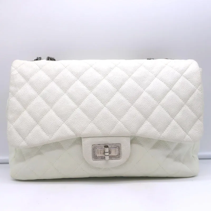 Chanel 2006 Reissue Medium Single Flap Bag White Quilted Caviar Leather
