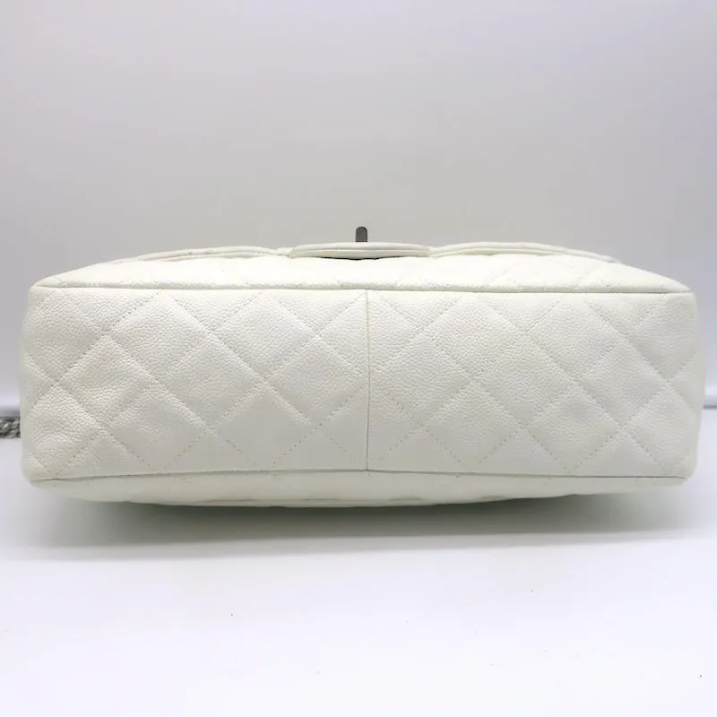 Chanel 2006 Reissue Medium Single Flap Bag White Quilted Caviar Leather
