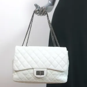 Chanel 2006 Reissue Medium Single Flap Bag White Quilted Caviar Leather