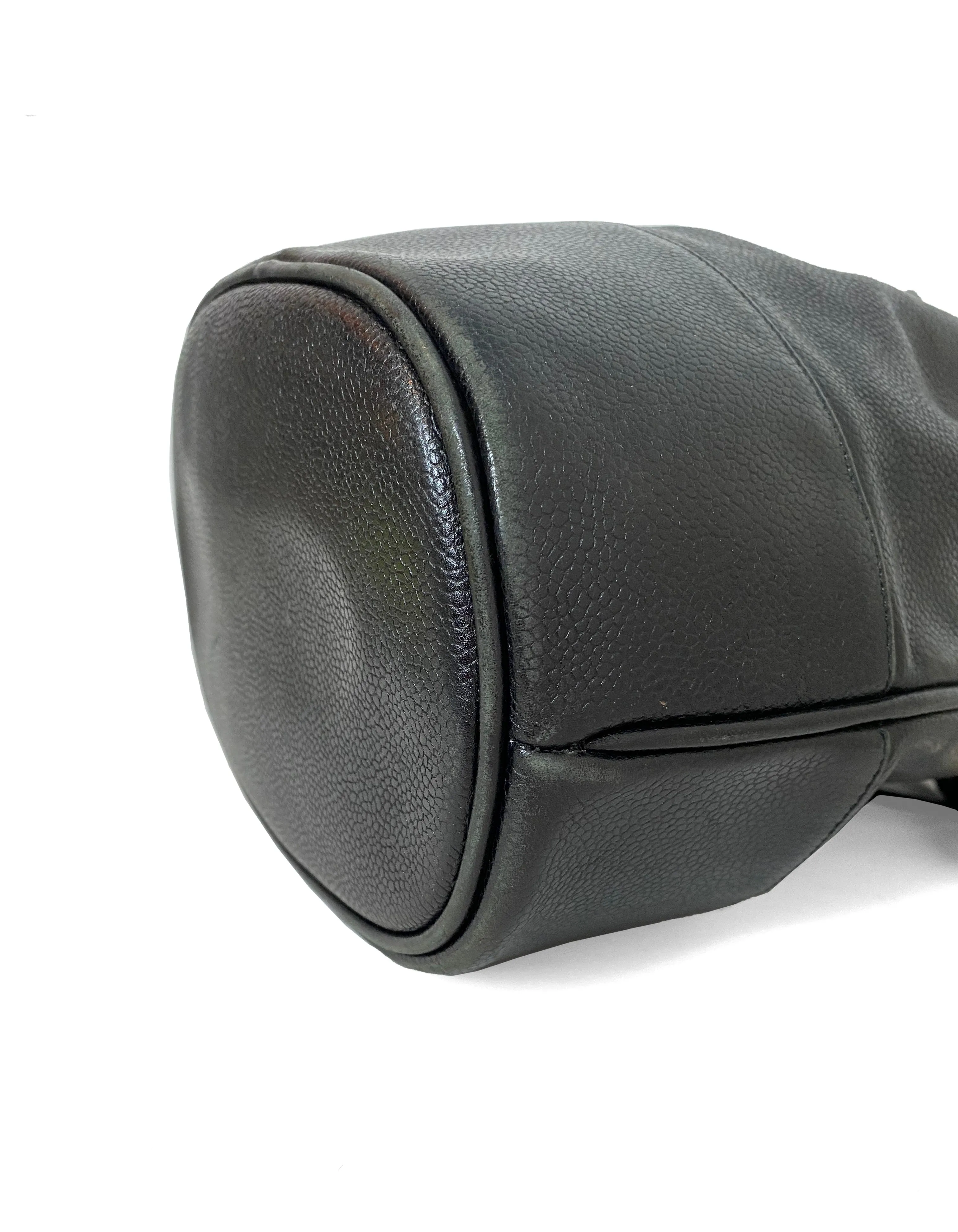Chanel Black Caviar Leather CC Vintage Bucket Bag