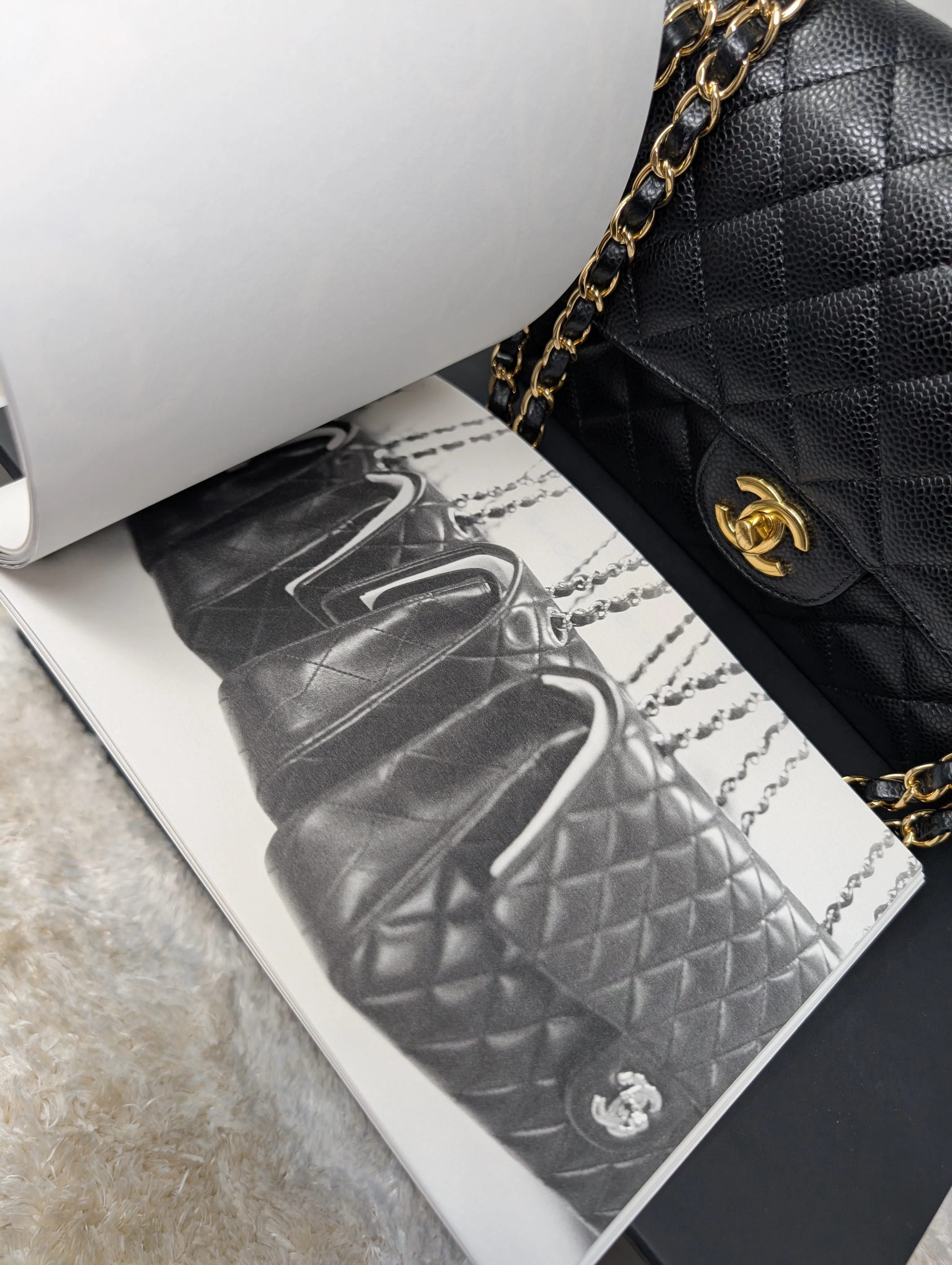CHANEL BLACK CAVIAR MEDIUM DOUBLE FLAP, GOLD HARDWARE, SERIES 26, MINT CONDITION