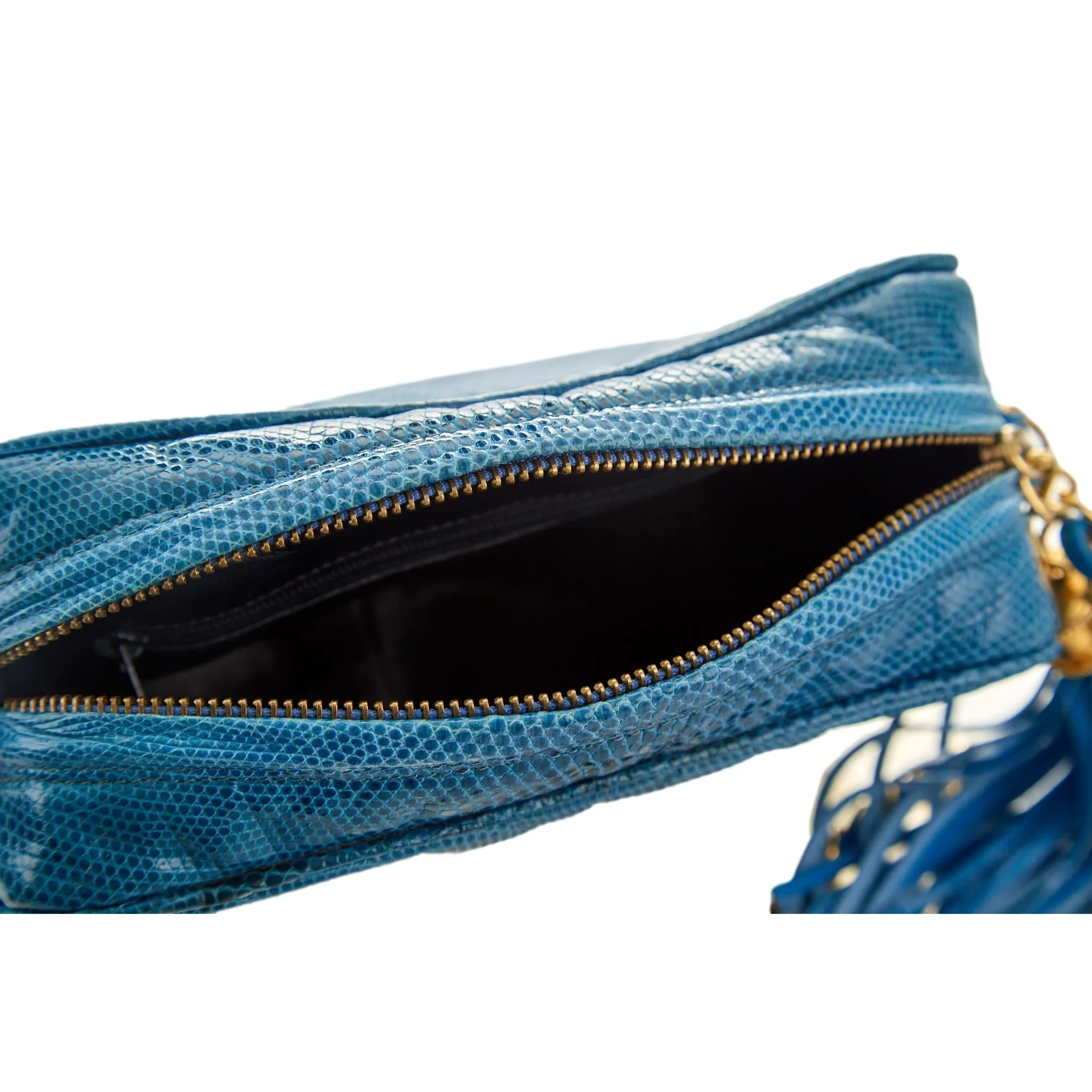 Chanel Bright Blue Lizard Tassel Bag