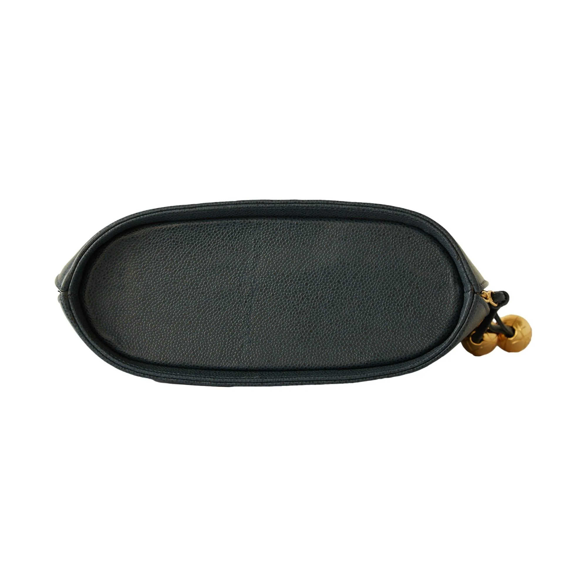 Chanel Navy Caviar Leather Logo Shoulder Bag