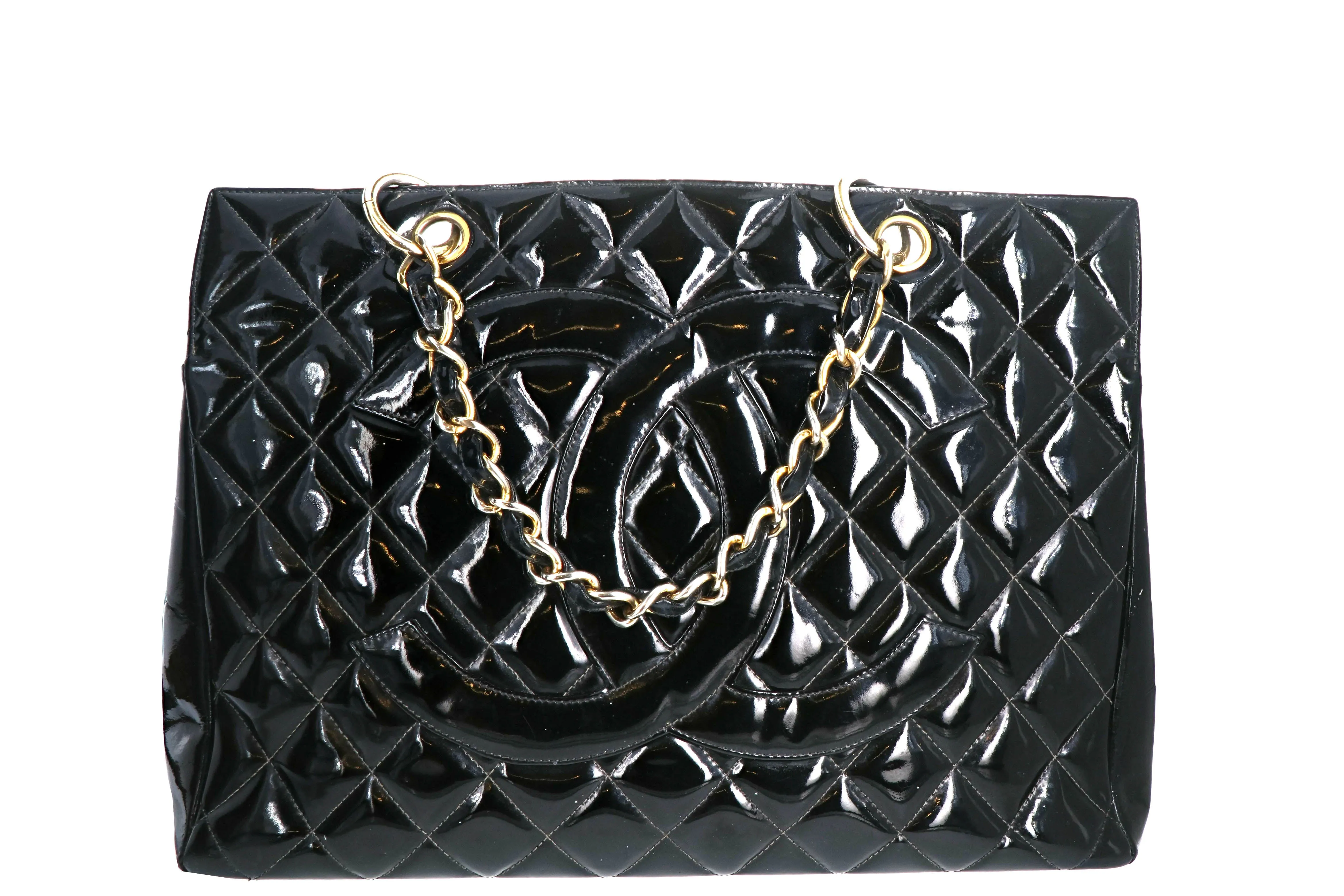 Chanel Vintage Patent Leather Grand Shopping Tote