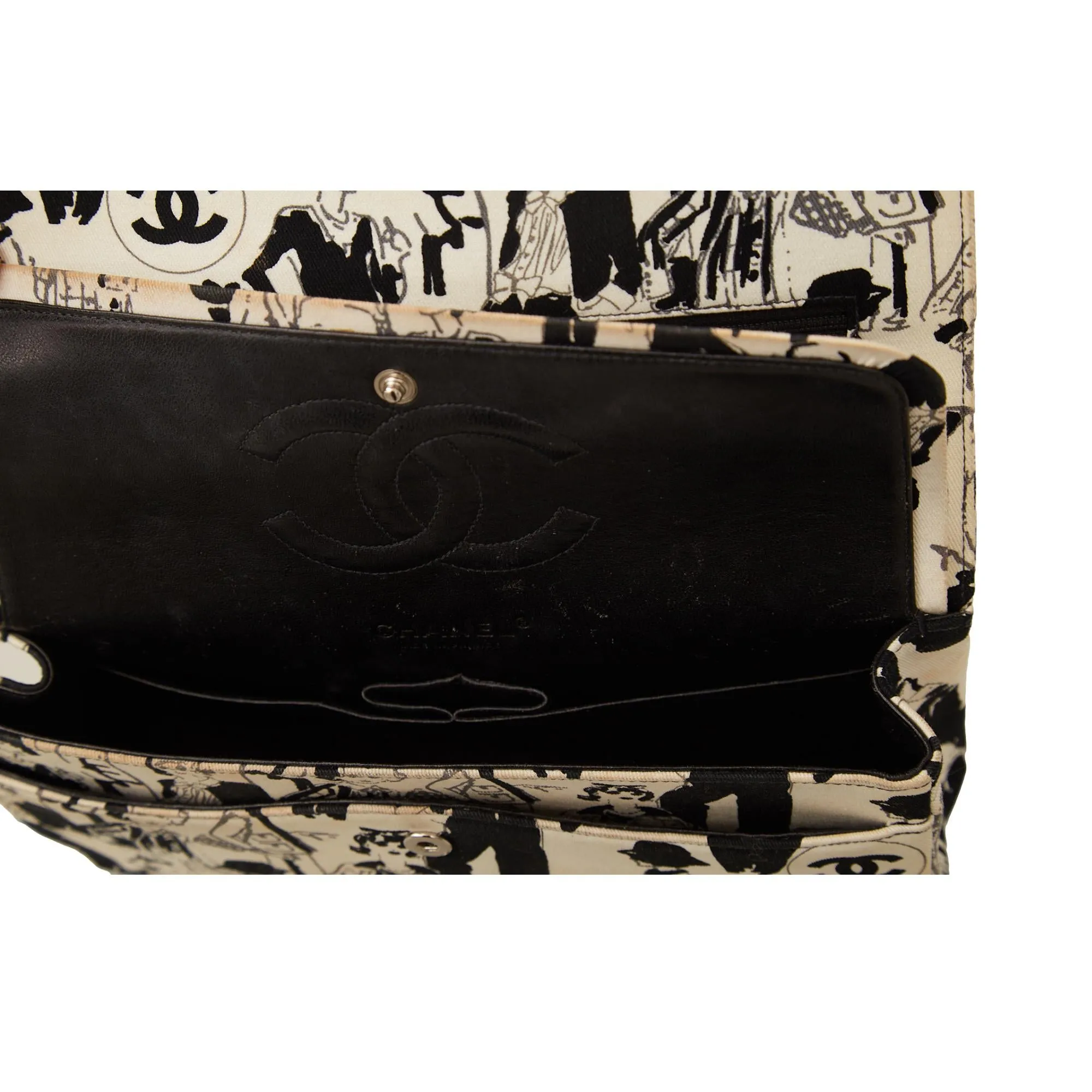 Chanel White Mademoiselle Print Flap Bag