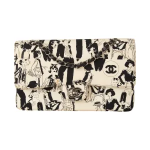 Chanel White Mademoiselle Print Flap Bag