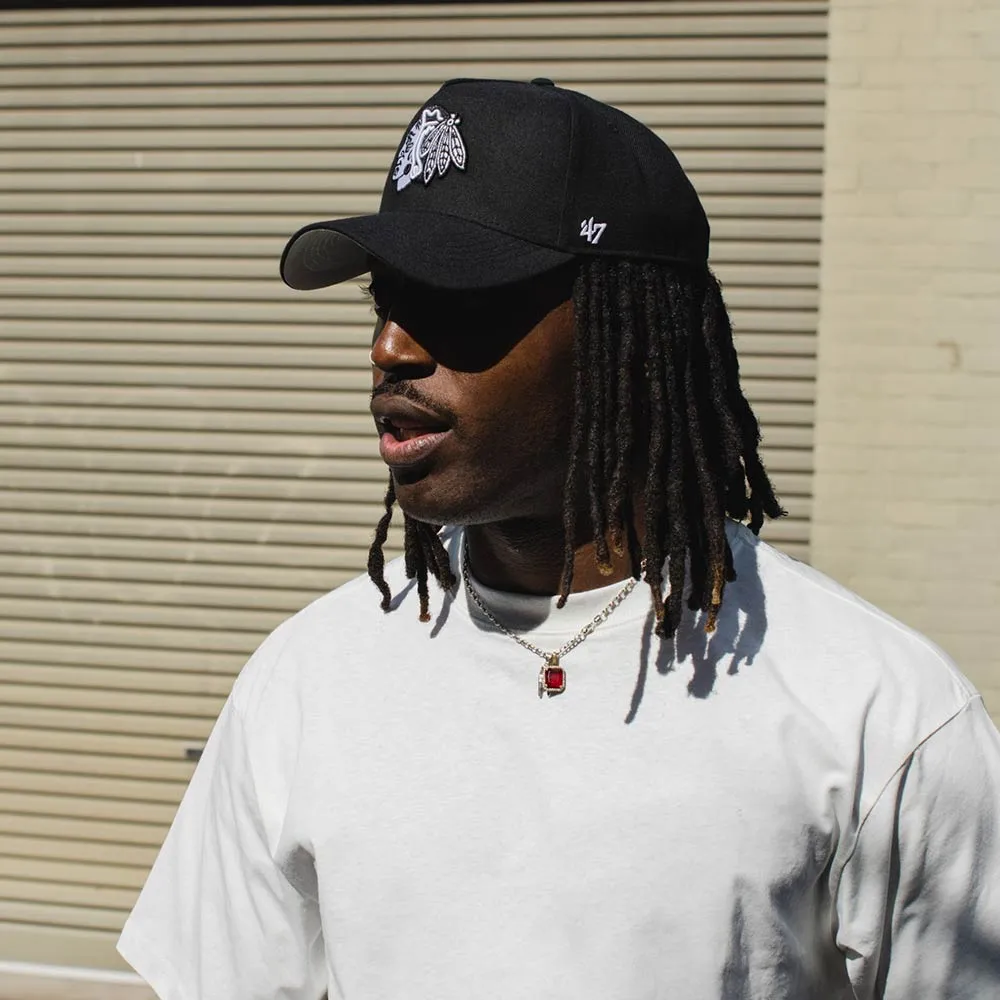Chicago Blackhawks Black/White '47 MVP DT SNAPBACK