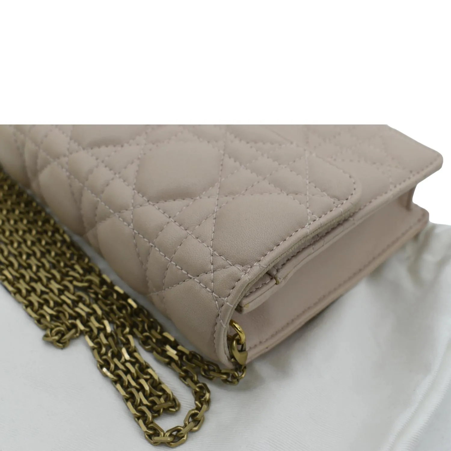 CHRISTIAN DIOR Dioraddict Quilted Lambskin Leather Crossbody Bag Dusty Pink