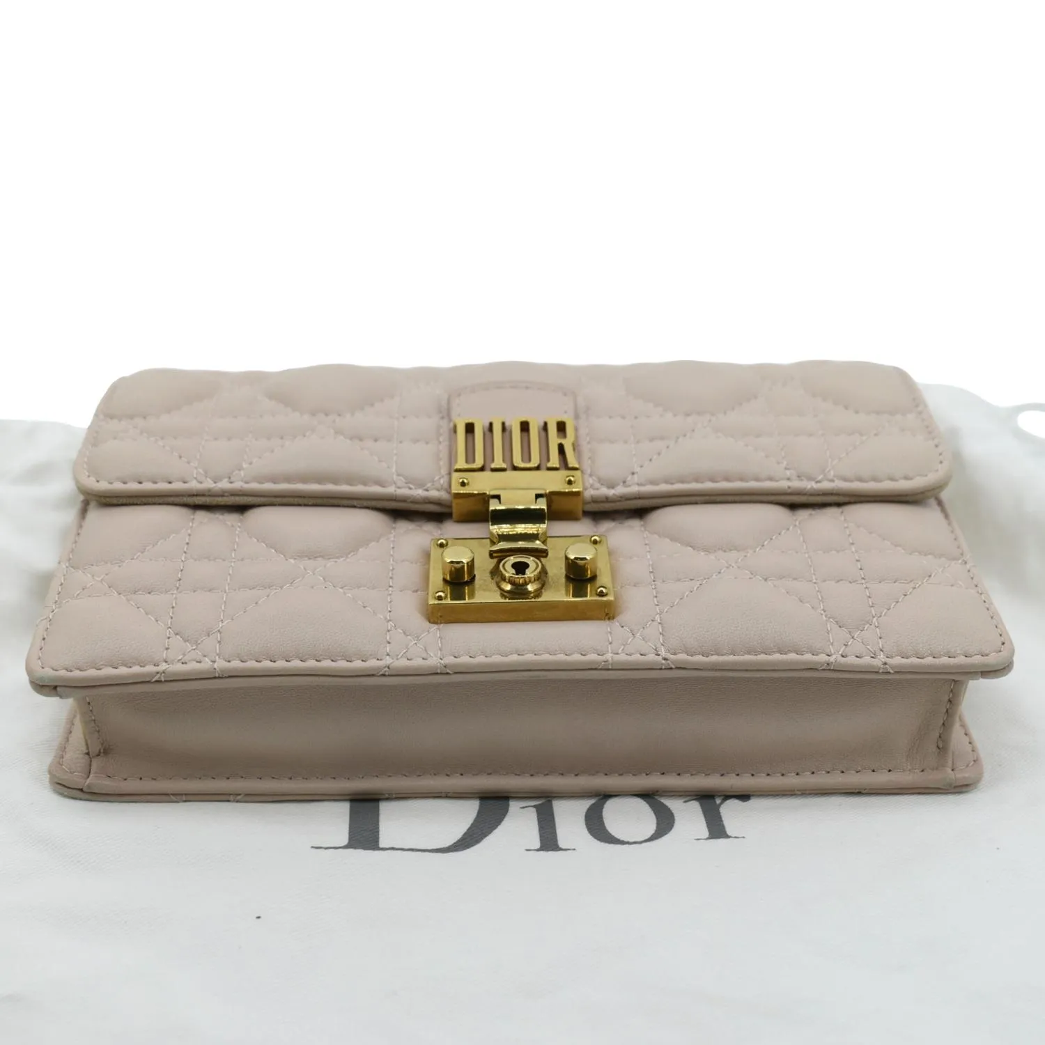 CHRISTIAN DIOR Dioraddict Quilted Lambskin Leather Crossbody Bag Dusty Pink