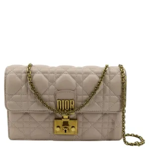 CHRISTIAN DIOR Dioraddict Quilted Lambskin Leather Crossbody Bag Dusty Pink