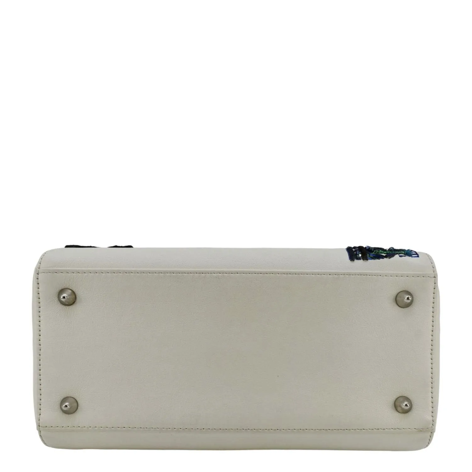 CHRISTIAN DIOR Lady Dior Patch Embellished Leather Tote Bag White