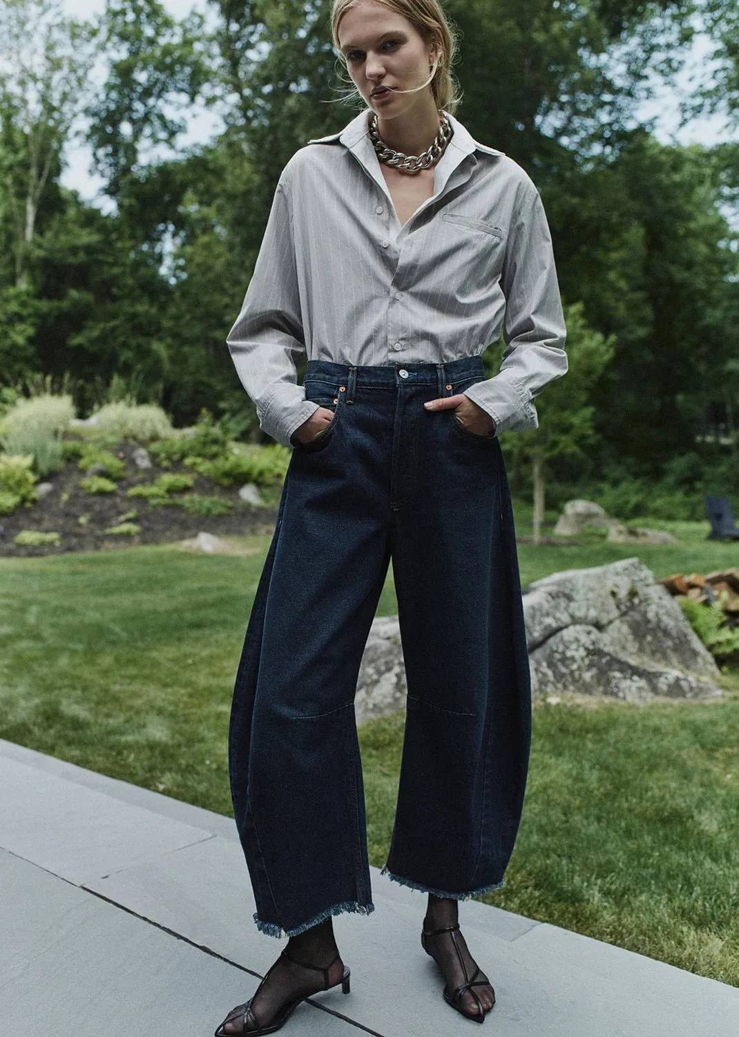 Citizens of Humanity - Tailor Grey Stripe Fino Cropped Shirt