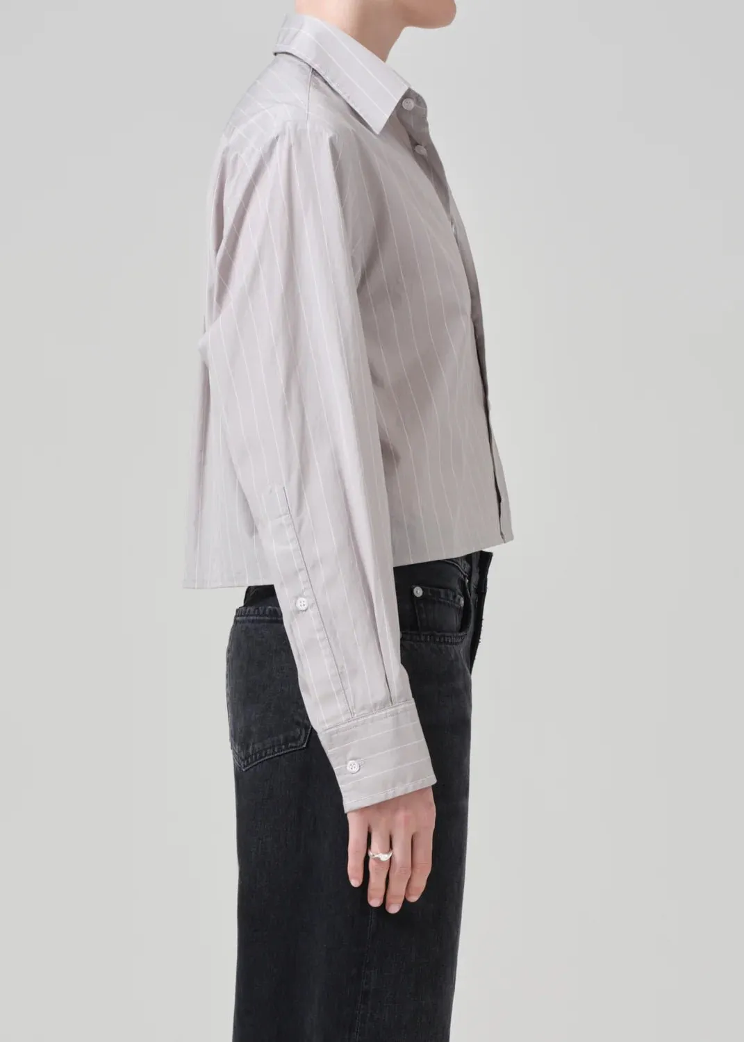Citizens of Humanity - Tailor Grey Stripe Fino Cropped Shirt