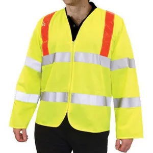 Class 3 Hi Viz Long Sleeved Waistcoat Red Brace