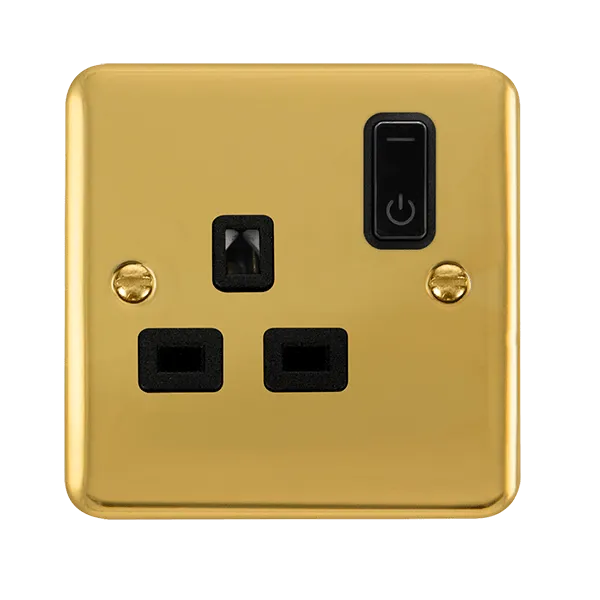 Click Deco Plus DPBR30535BK Ingot 13A 1G RF Smart Socket - Polished Brass (Black)