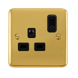 Click Deco Plus DPBR30535BK Ingot 13A 1G RF Smart Socket - Polished Brass (Black)