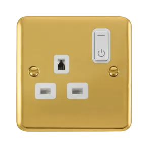 Click Deco Plus DPBR30535WH Ingot 13A 1G RF Smart Socket - Polished Brass (White)