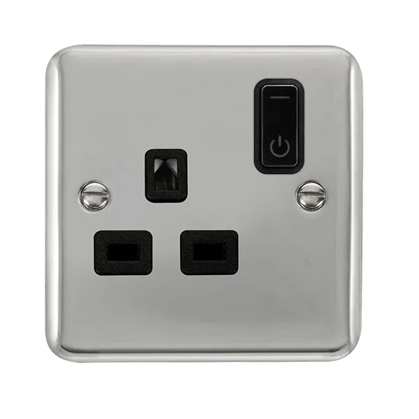 Click Deco Plus DPCH30535BK Ingot 13A 1G RF Smart Socket - Polished Chrome (Black)